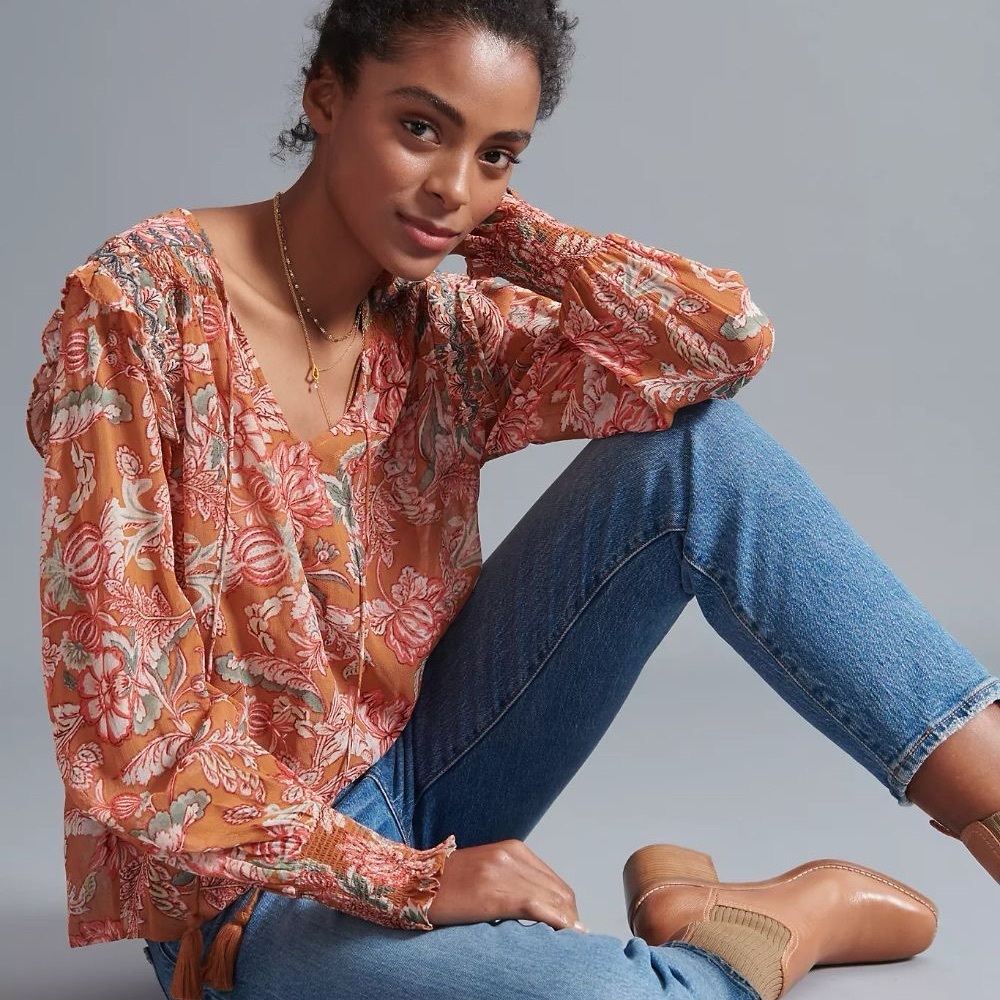 Anthropologie Indie Mina Sheer Blouse US Size Extra Small